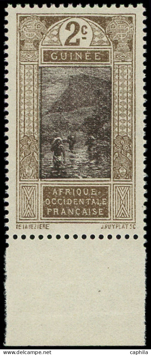 ** GUINEE - Poste - 64a, Double Impression Du Centre, Signé Scheller, Bdf: 2c. Brun Et Brun-lilas - Unused Stamps