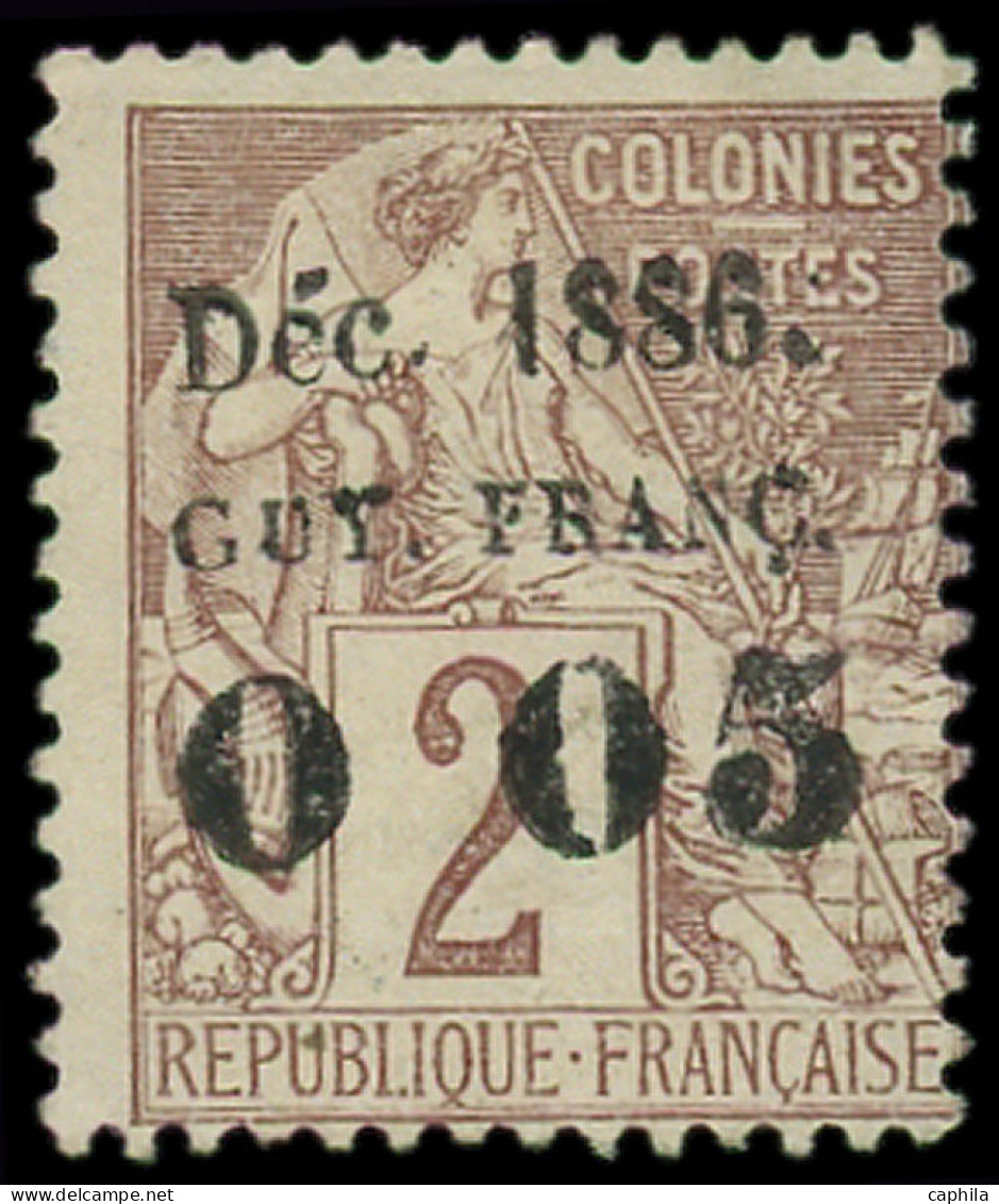 (*) GUYANE - Poste - 2, Sans Le F (type Ib), Signé (Maury 2 II) - Unused Stamps