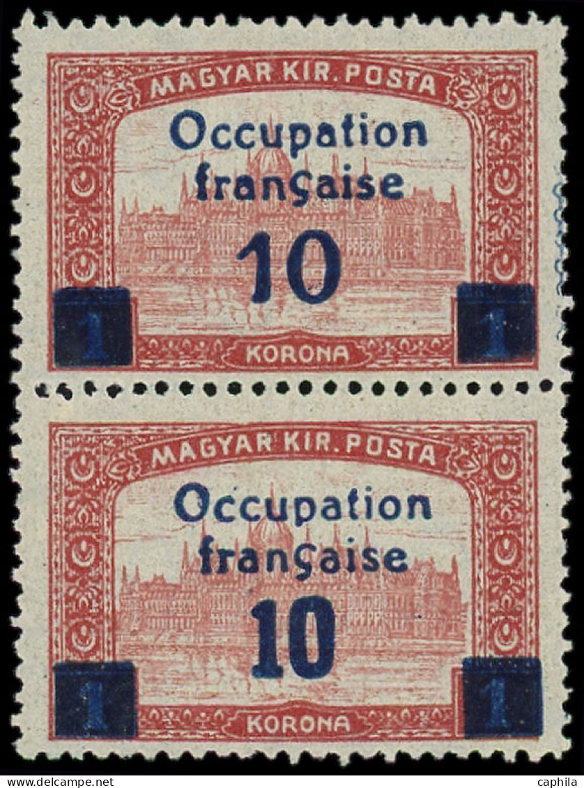 ** HONGRIE OCC.FRANCE - ARAD - Poste - 39aa, Type I Et II Se Tenant Sans Surcharge "KOLTARSAJAG": 10c. Sur 1k. Carmin - Unused Stamps