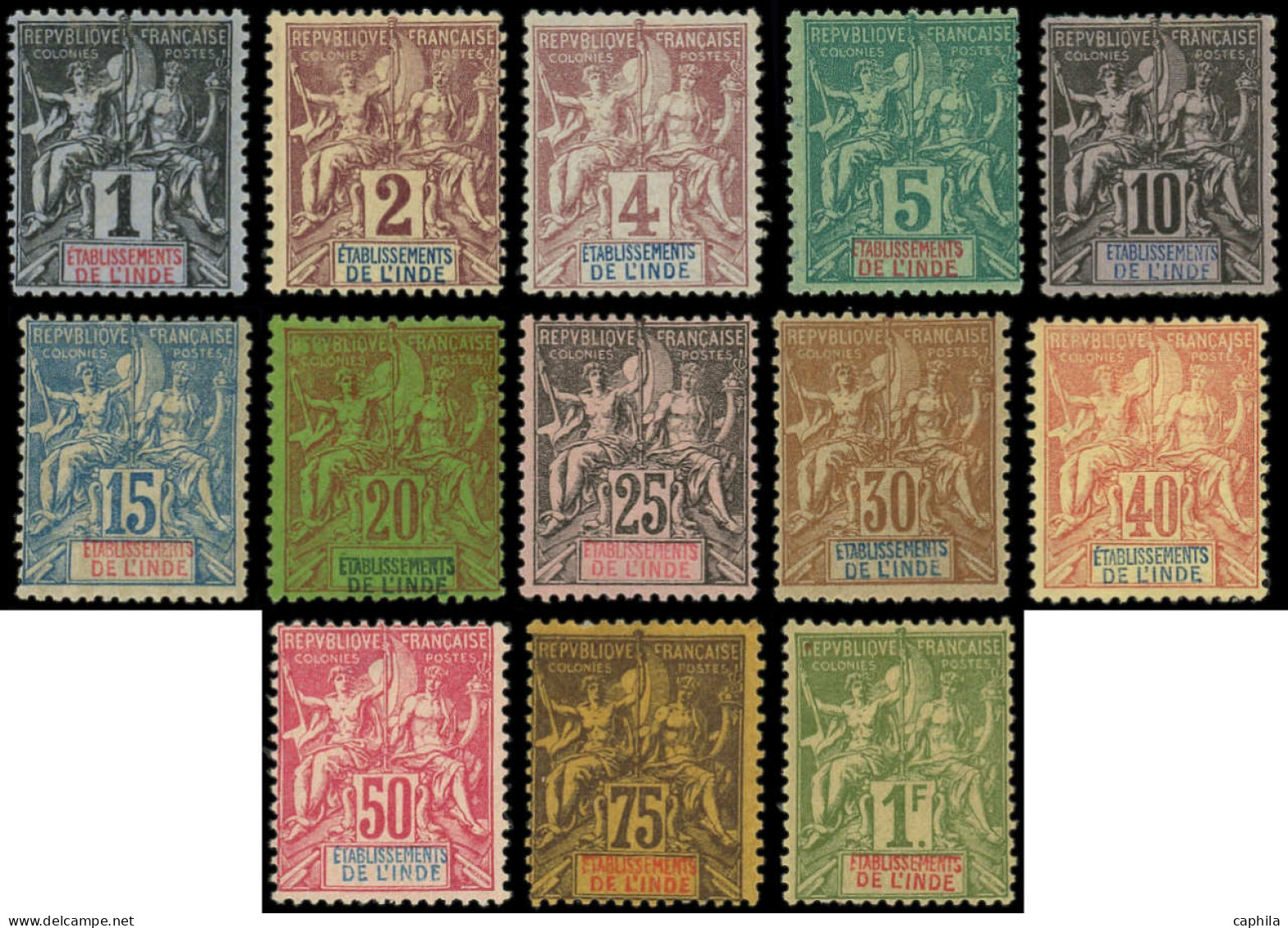 * INDE FRANCAISE - Poste - 1/13, Complet 13 Valeurs: Type Groupe - Unused Stamps