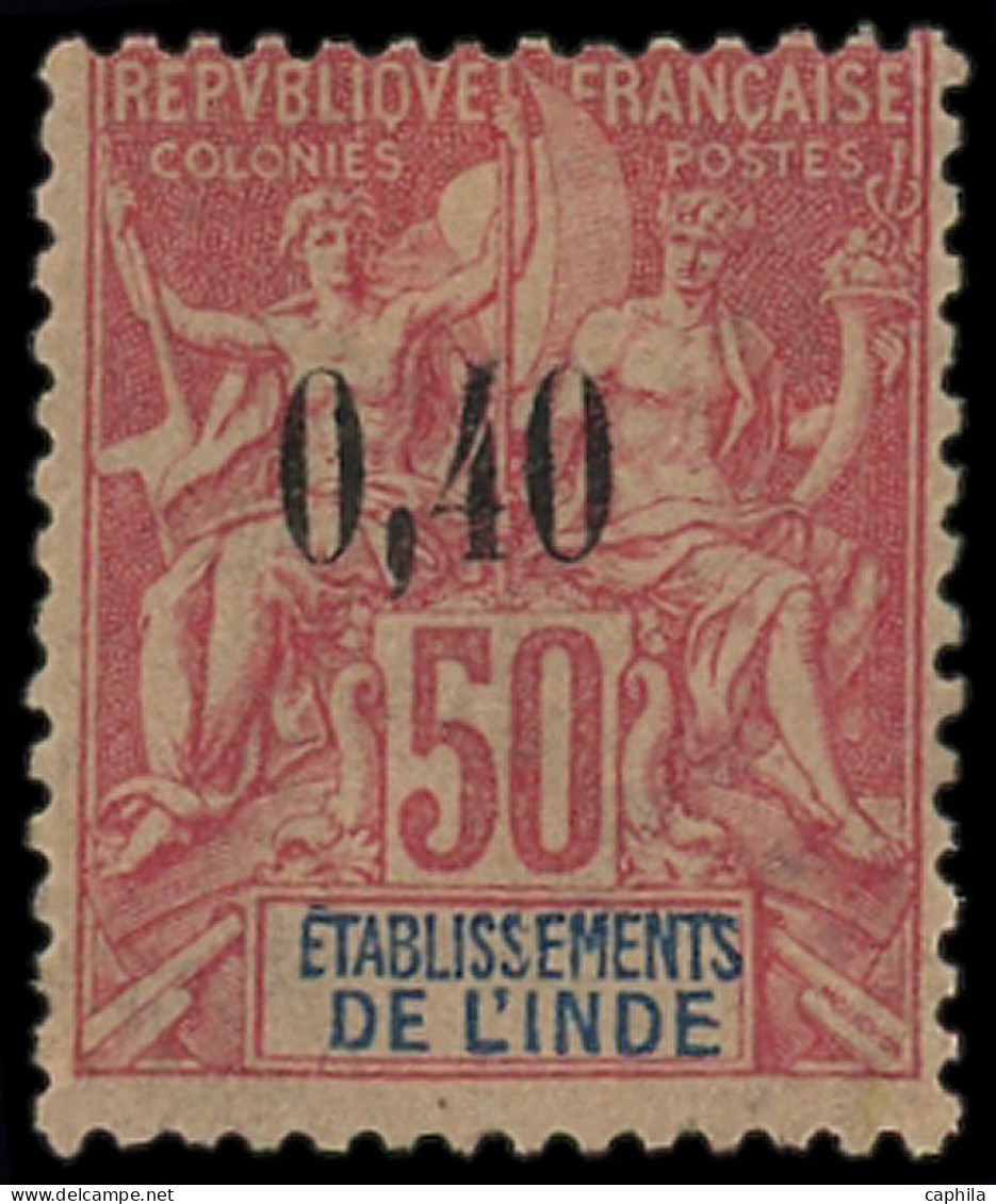 * INDE FRANCAISE - Poste - 23, Signé Scheller: 0.40 Sur 50c. Rose - Unused Stamps