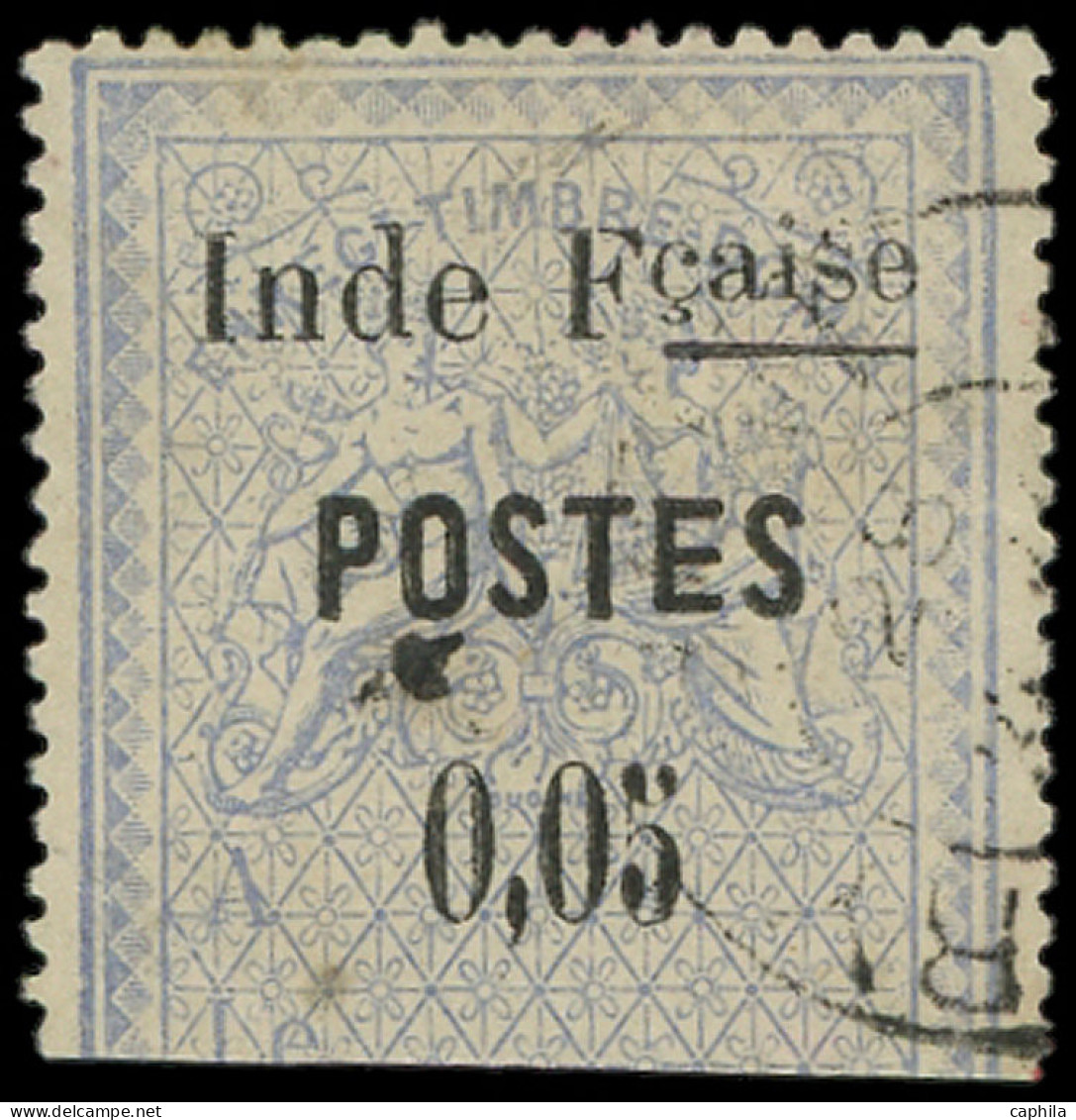 O INDE FRANCAISE - Poste - 24a, "E" Large, Signé Pavoille Et Scheller - Used Stamps