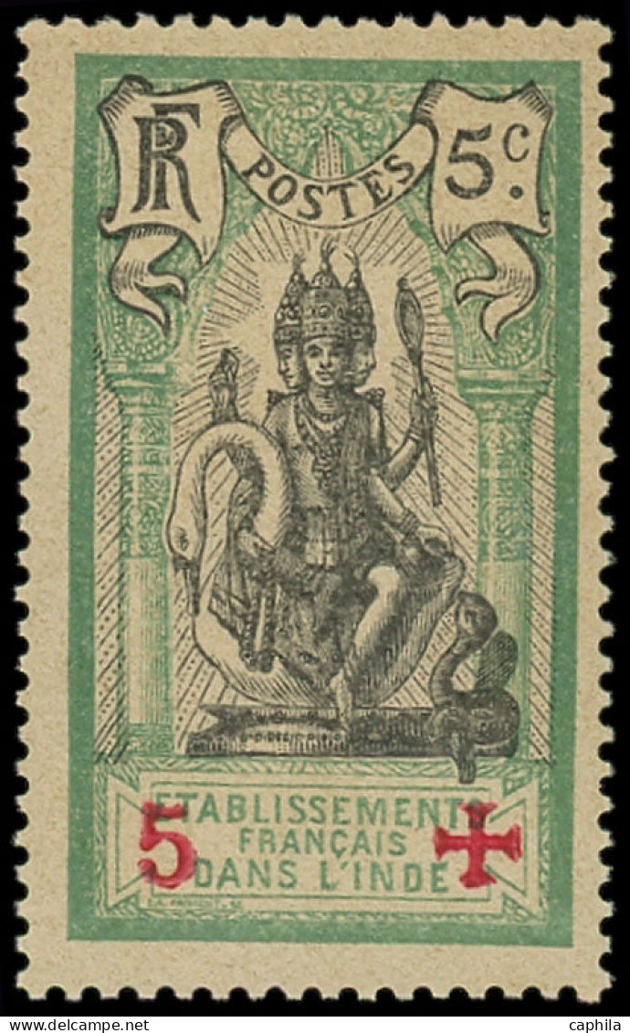 ** INDE FRANCAISE - Poste - 45C, Surcharge Rouge, Gomme Coloniale: +5 S. 5c. Croix-Rouge - Autres & Non Classés