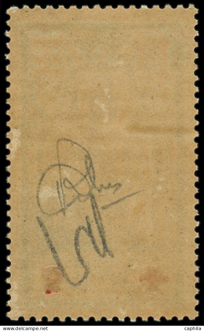 * INDE FRANCAISE - Poste - 45Ca, Surcharge Rouge Renversée, Signé Calves: 5c. Vert Et Noir - Unused Stamps