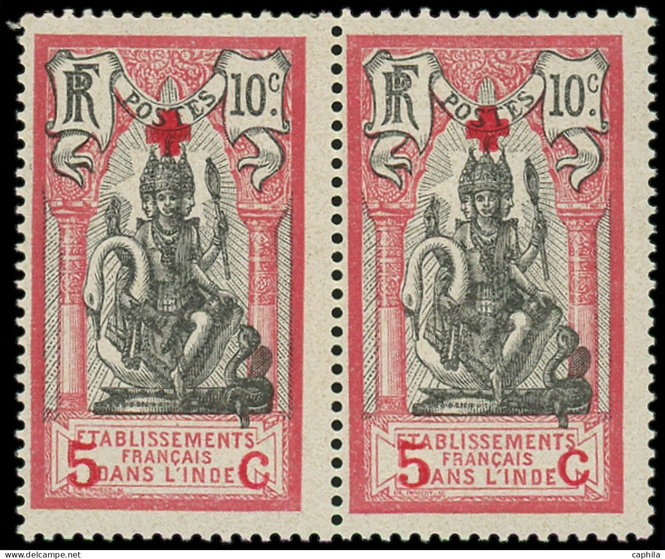 * INDE FRANCAISE - Poste - 47c, Paire Dont 1 Ex "5" Et "C" Rapprochés - Unused Stamps