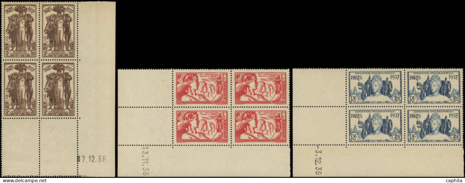** INDE FRANCAISE - Poste - 109/14, 6 Blocs De 4 Cd 1936, Complet: Exposition De 1937 - Sonstige & Ohne Zuordnung