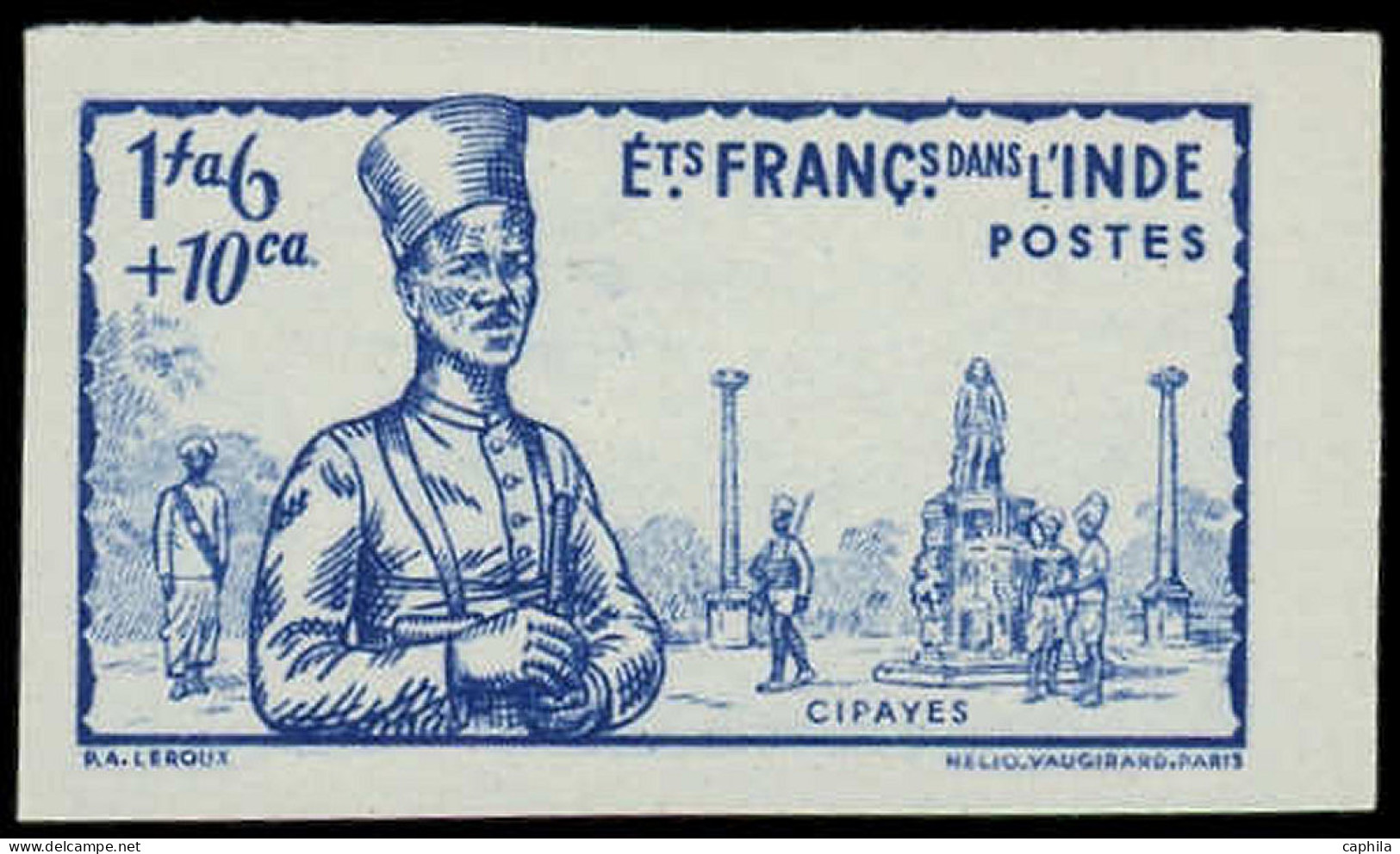 * INDE FRANCAISE - Poste - 125ca, Valeur Non émise (1fa 6+ 10ca Bleu), Non Dentelé: Défense De L'Empire - Other & Unclassified
