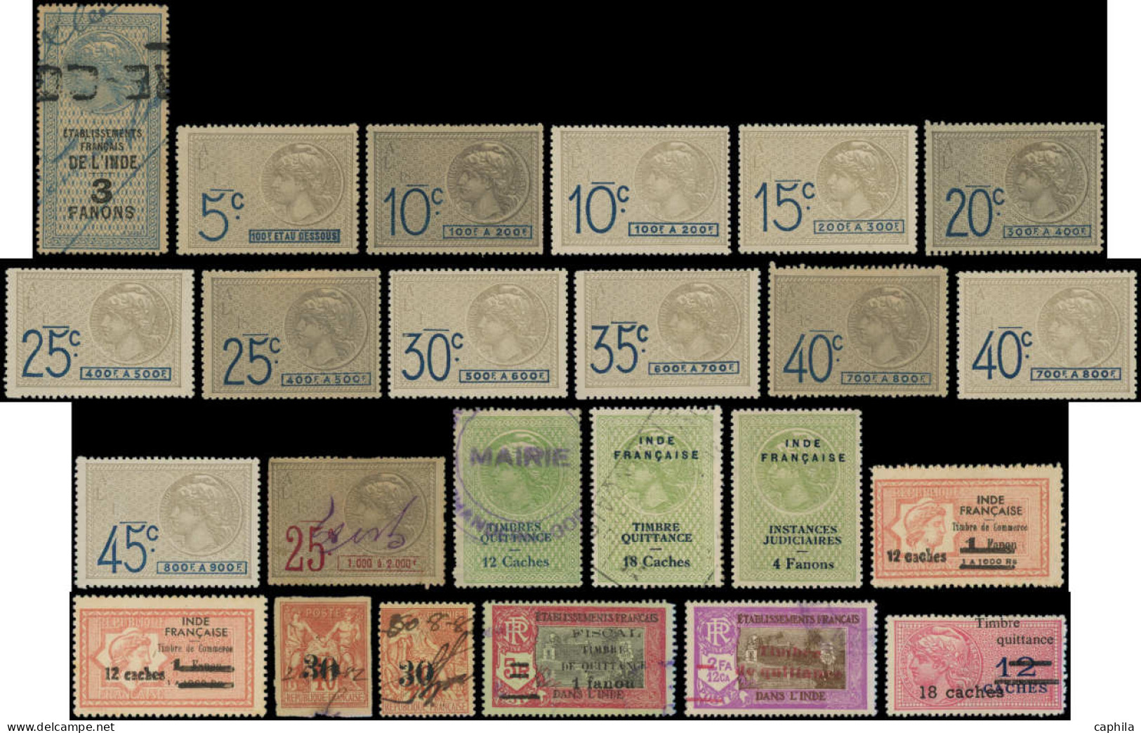 LOT INDE FRANCAISE - Lots & Collections - Petite Collection De 46 Fiscaux Différents - Other & Unclassified