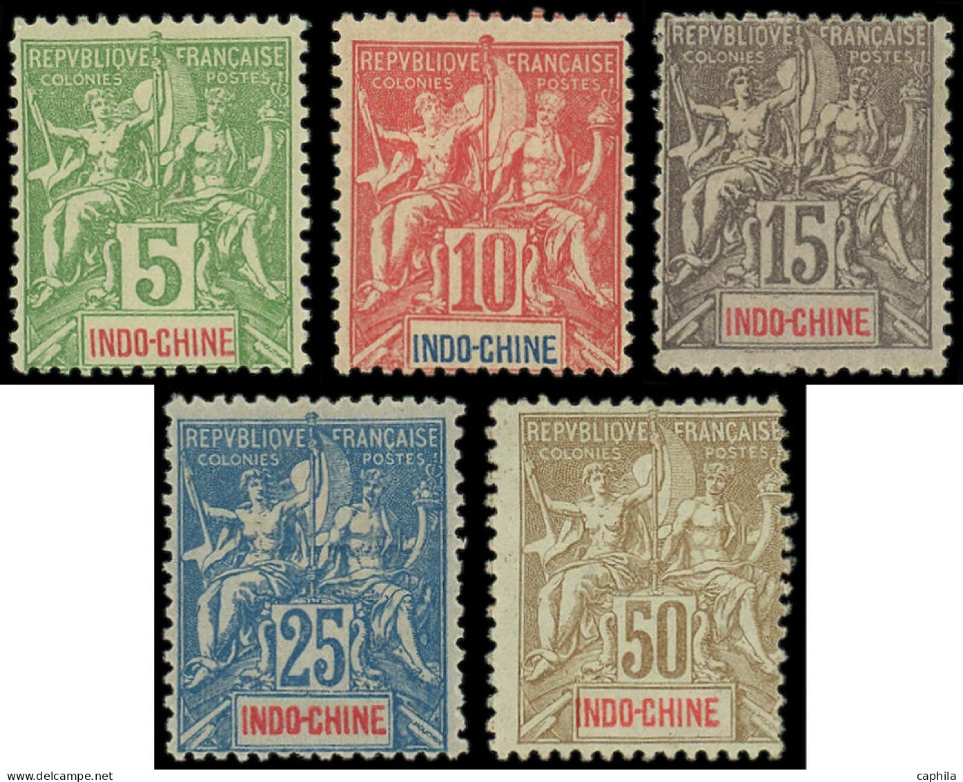 * INDOCHINE - Poste - 17/21, Complet 5 Valeurs: Type Groupe - Unused Stamps