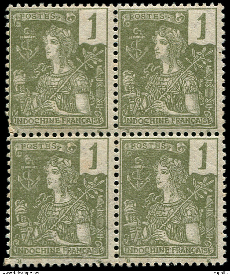 ** INDOCHINE - Poste - 24/40, 17 Blocs De 4, Complet (27 Pts De Rouille + 37 Adh): Grasset - Unused Stamps