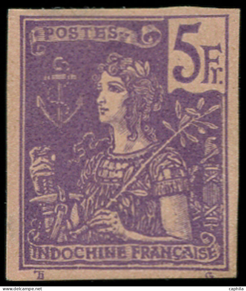 (*) INDOCHINE - Poste - 39a, Non Dentelé, Signé Brun & Roumet: 5f. Violet S. Lilas - Neufs