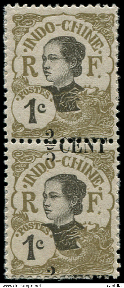 * INDOCHINE - Poste - 72a, En Paire Surcharge à Cheval, Gomme Coloniale - Unused Stamps
