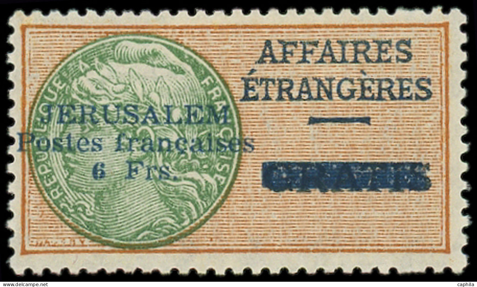 * JERUSALEM - Poste - 1, Signé Brun Et Scheller: 6f. Orange Et Vert - RR - - Guerre (timbres De)
