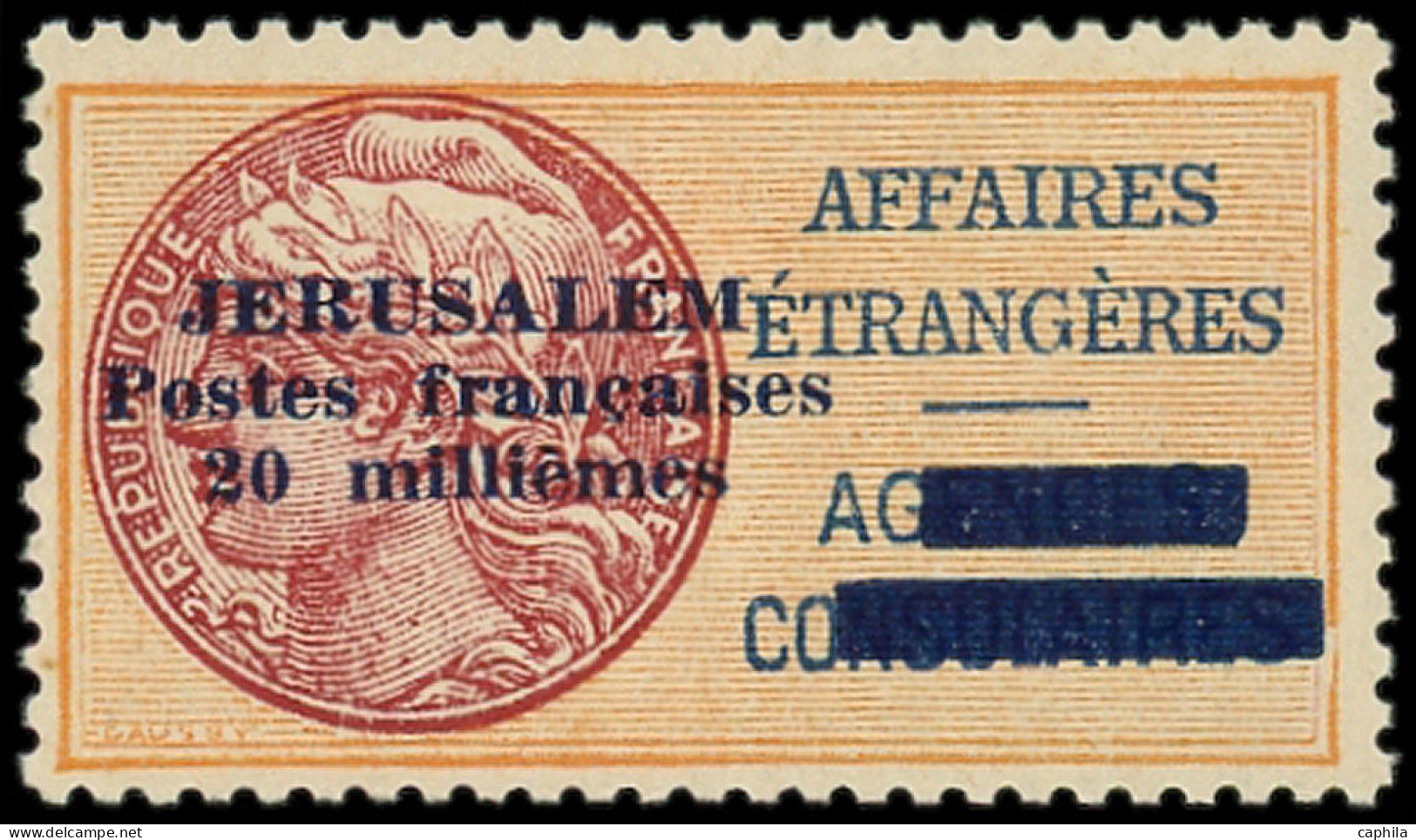* JERUSALEM - Poste - 2, Signé Scheller: 20m. Jaune-orange Et Brun-rose - War Stamps