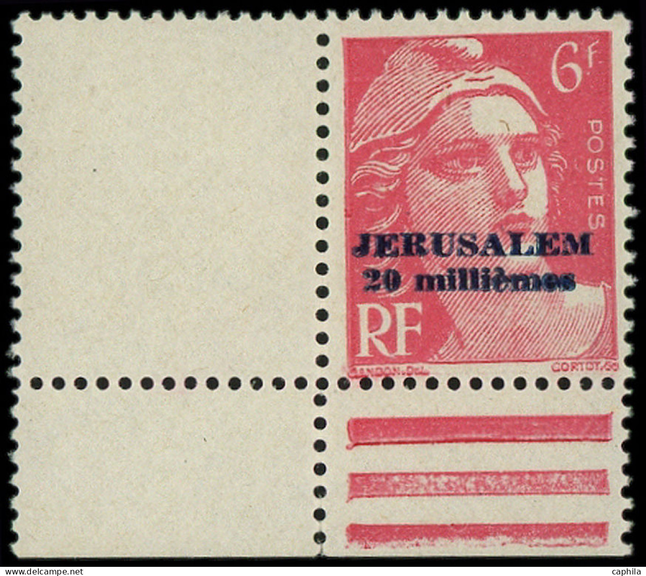 ** JERUSALEM - Poste - 3, Signé, Cdf: 20m. Sur 6f. Rose Carminé - War Stamps