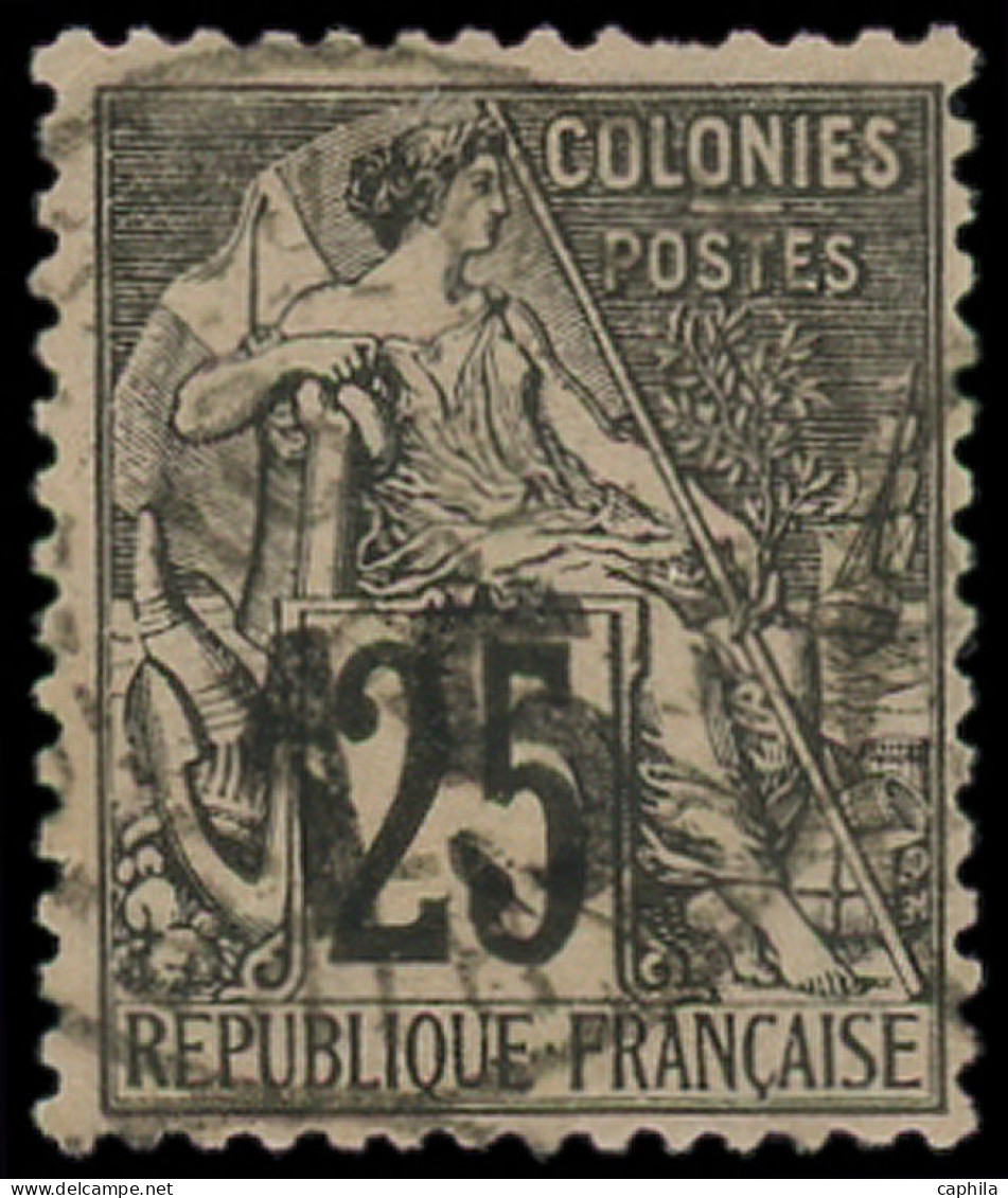 O MADAGASCAR - Poste - 5, Signé Calves: 15 Sur 25c. Noir Sur Rose - Used Stamps