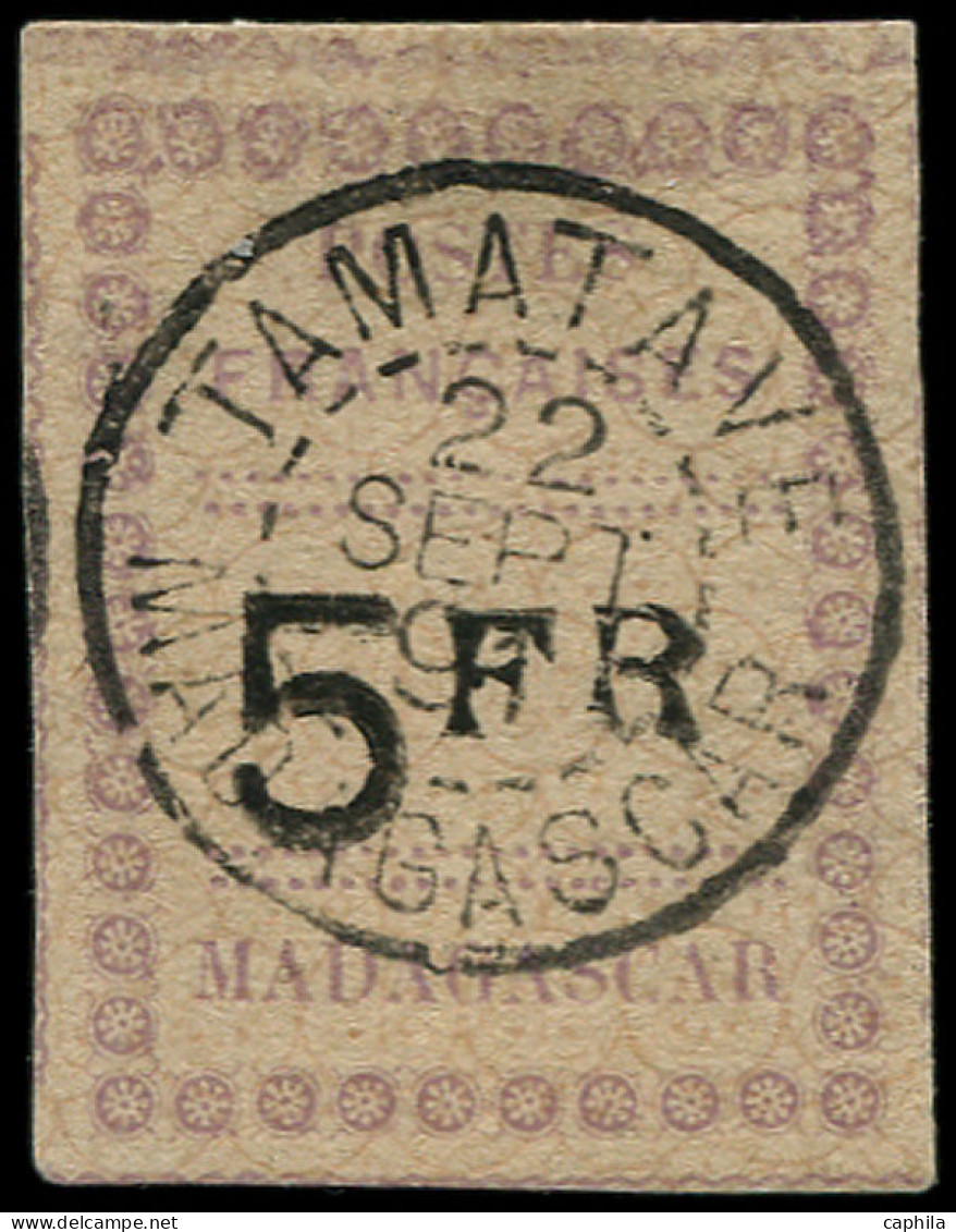 O MADAGASCAR - Poste - 13, Signé Calves, Oblitéré 22/02/91: 5f. Violet Et Noir S. Gris - Usados
