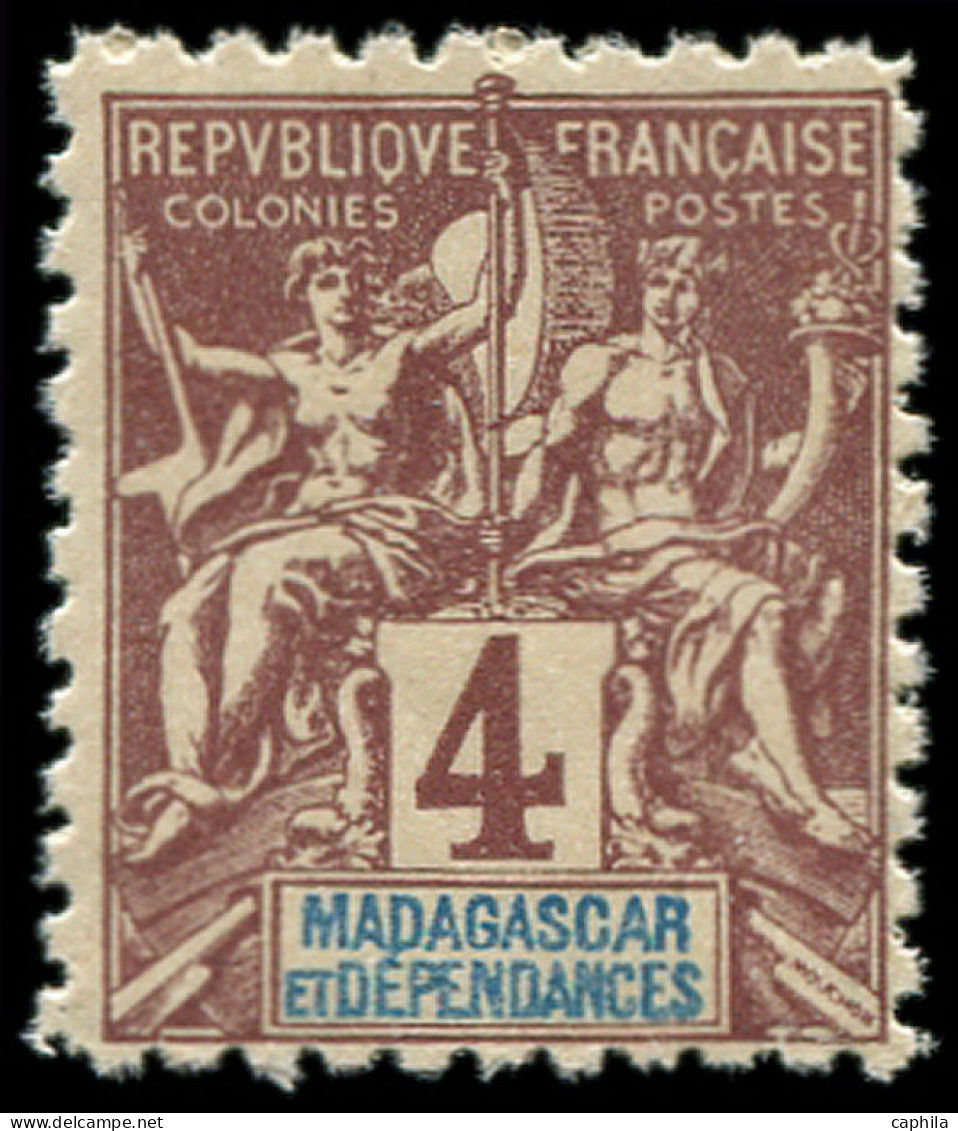 ** MADAGASCAR - Poste - 30a, Dentelé 11: 4c. Lilas-brun S. Gris - Unused Stamps