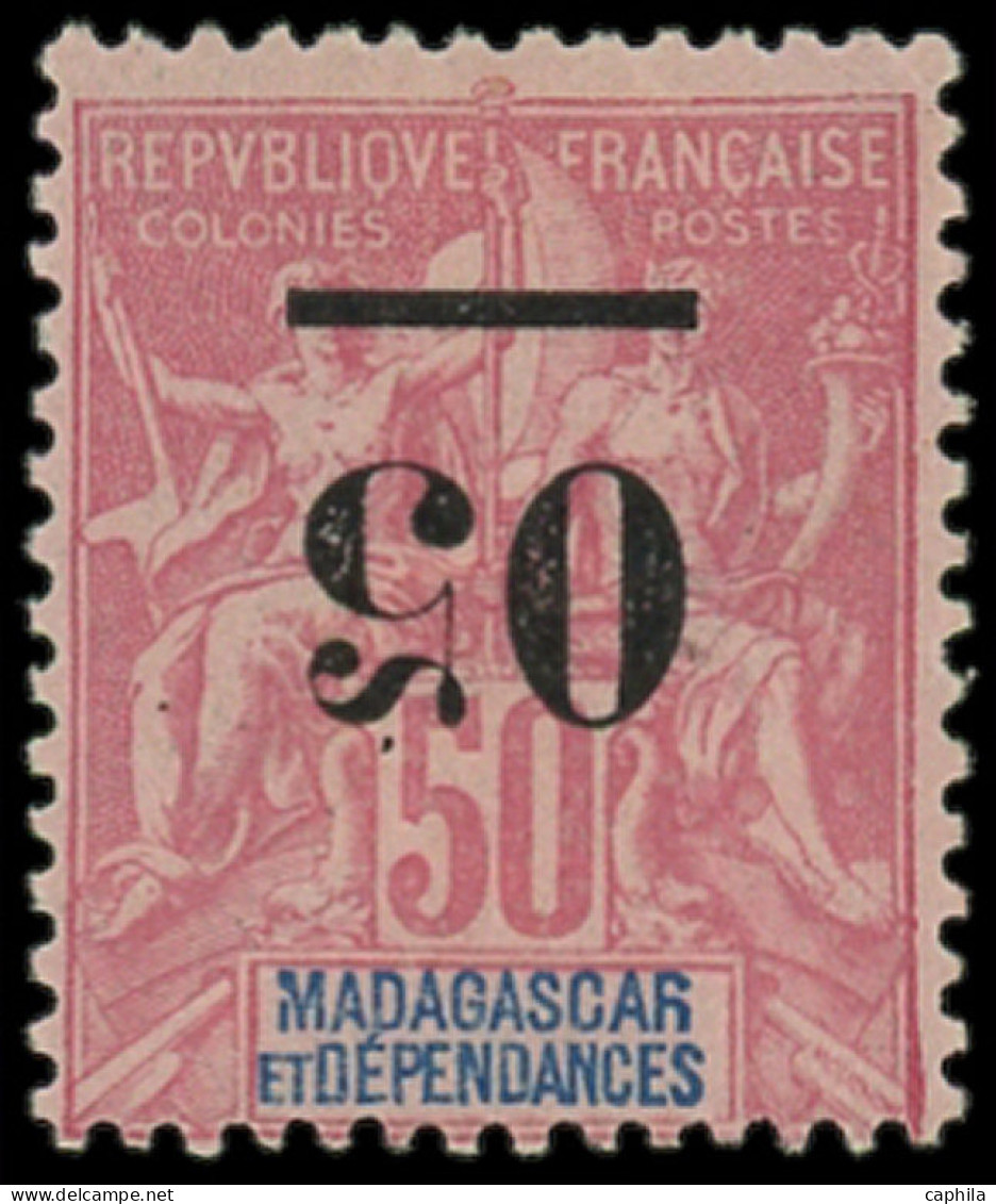 * MADAGASCAR - Poste - 48a, Surcharge Renversée: 05 Sur 50c. Rose - Nuevos