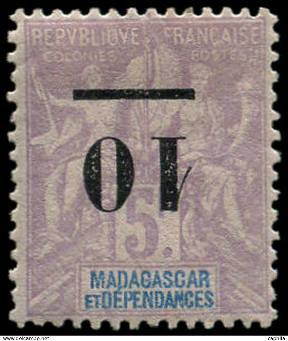 * MADAGASCAR - Poste - 49a, Surcharge Renversée, Signé Brun, Tirage 300 - Other & Unclassified
