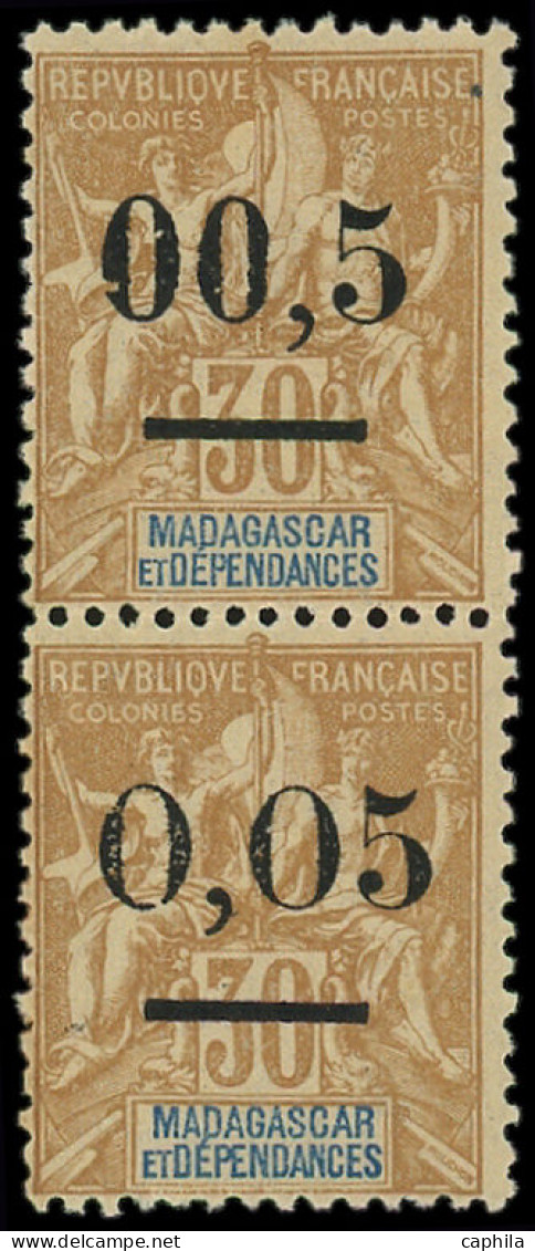 ** MADAGASCAR - Poste - 57e, Virgule Mal Placée Tenant à Gros Zéro (rousseurs) - Unused Stamps