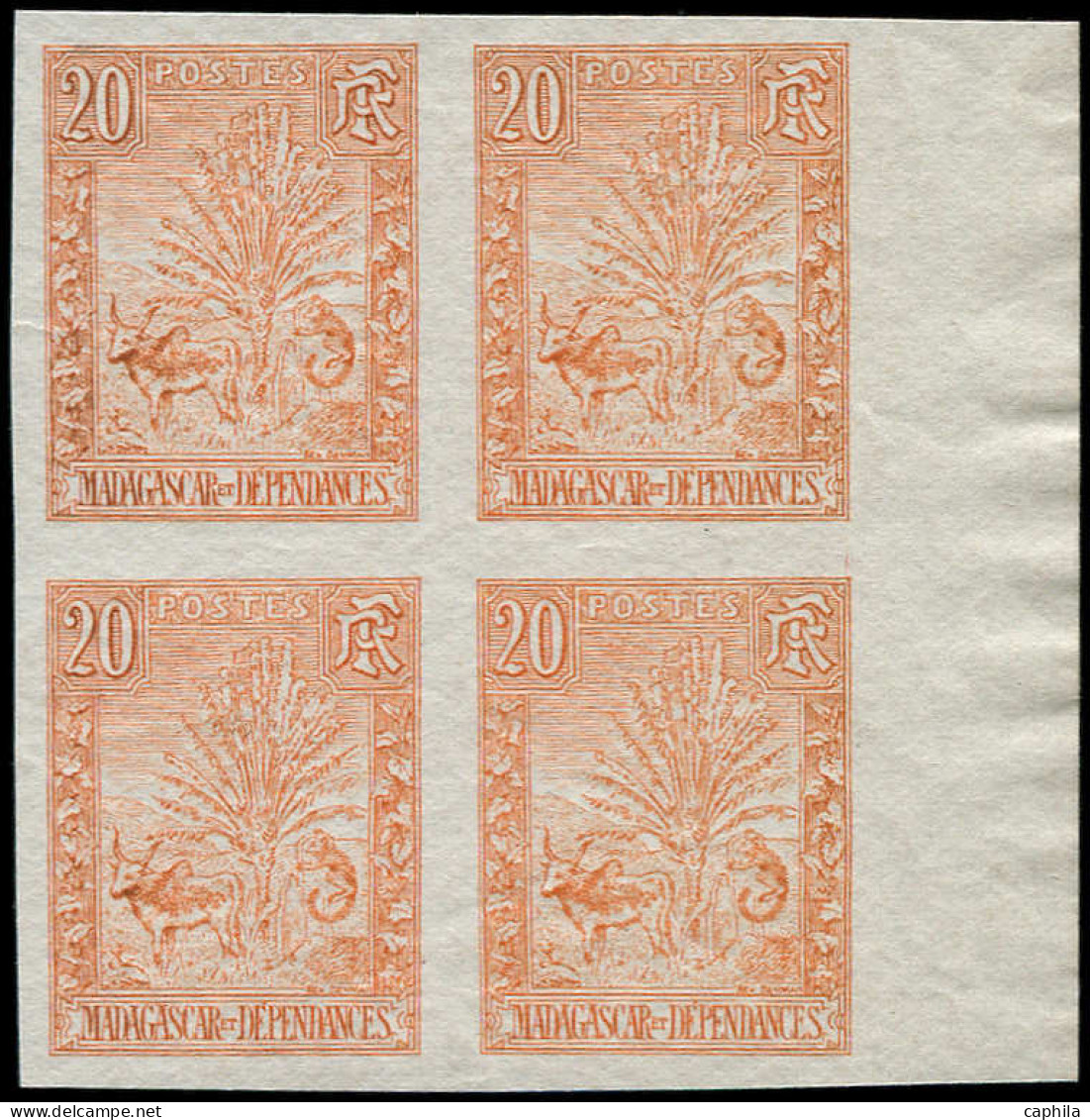 (*) MADAGASCAR - Poste - 69, Bloc De 4 Non Dentelé, Bdf: Zébu - Unused Stamps