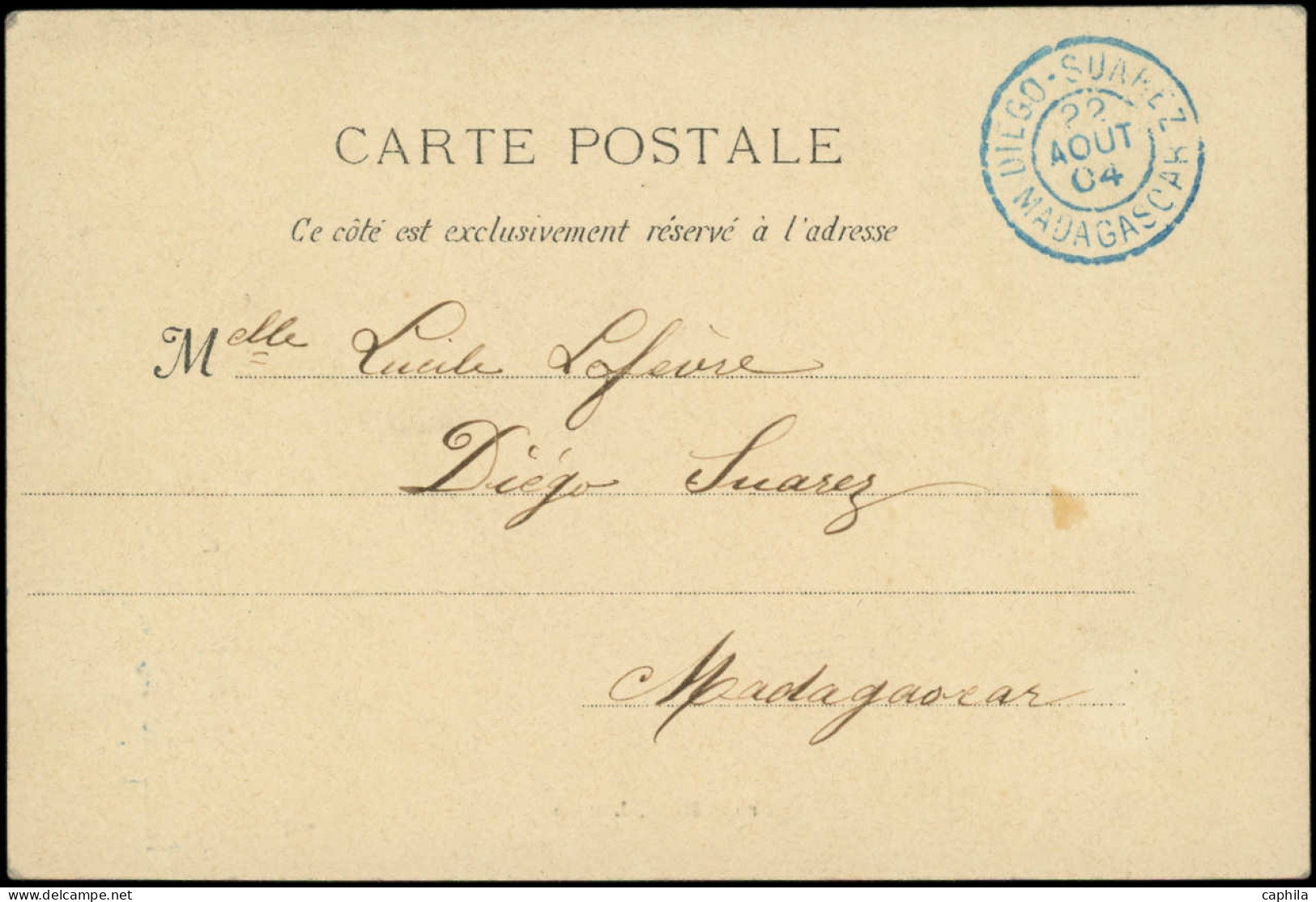 CP MADAGASCAR - Poste - 84, Sur Carte Postale Du 22 Aout 1904: 20c. Brique Sur Vert - Covers & Documents
