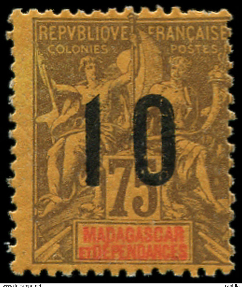 * MADAGASCAR - Poste - 114A, Chiffres Espacés, Signé Scheller: 10 S. 75c. - Unused Stamps