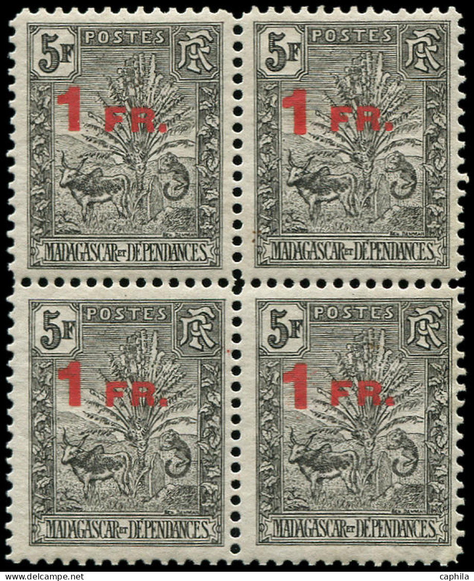 ** MADAGASCAR - Poste - 124, Bloc De 4, Zébu Surchargé, Signé Scheller - Unused Stamps