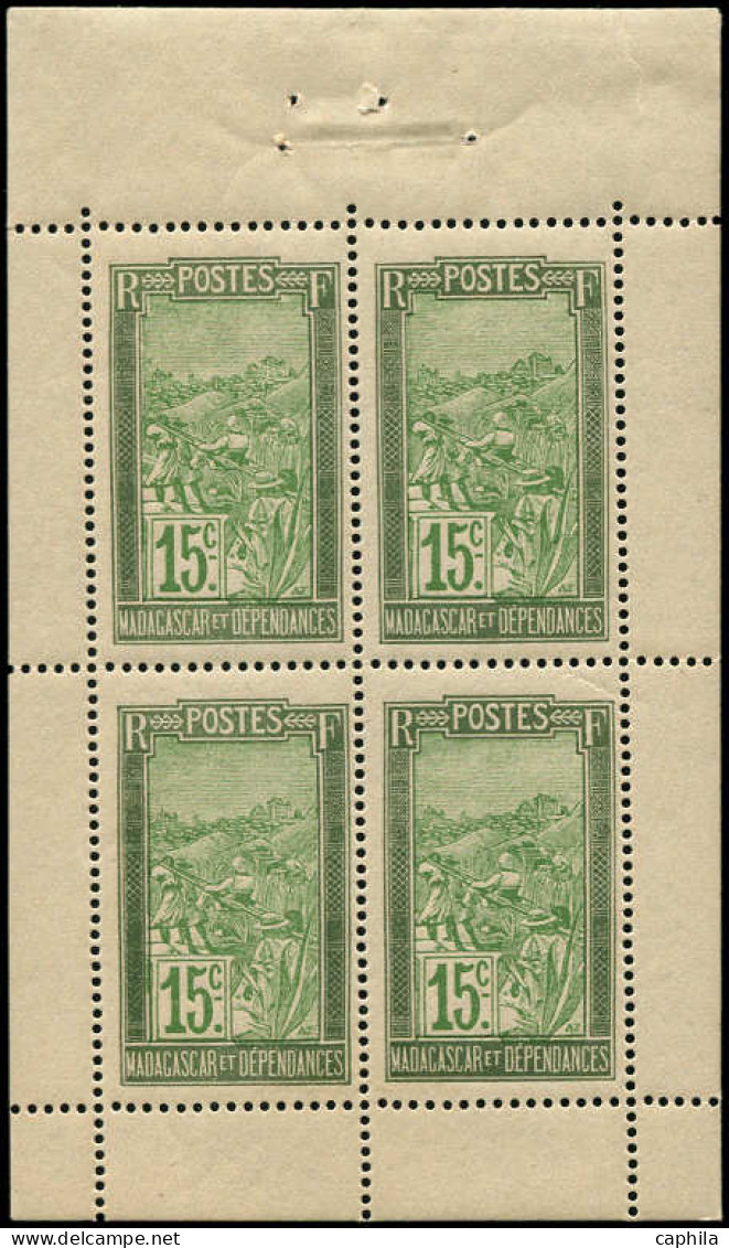 ** MADAGASCAR - Poste - 156a, Bloc De 4 Issu De Carnet, Bdf: 15c. Vert Foncé Et Vert-jaune - Ungebraucht