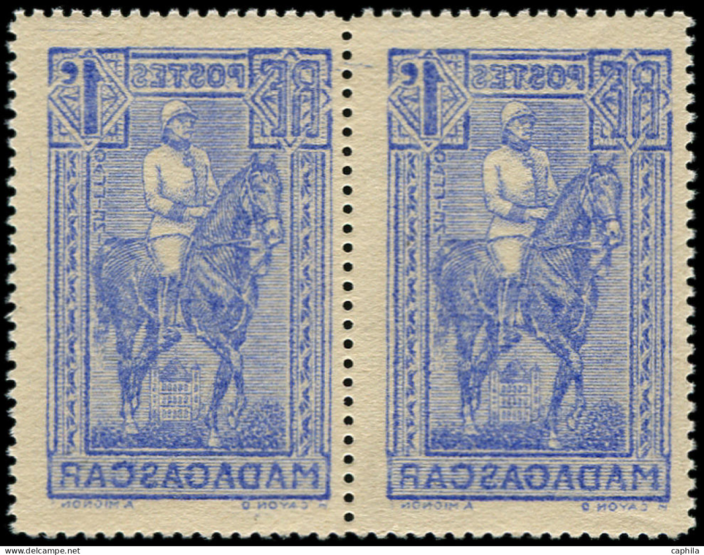 ** MADAGASCAR - Poste - 183, Paire, Impression Recto-verso: 1c. Galliéni (Maury) - Unused Stamps