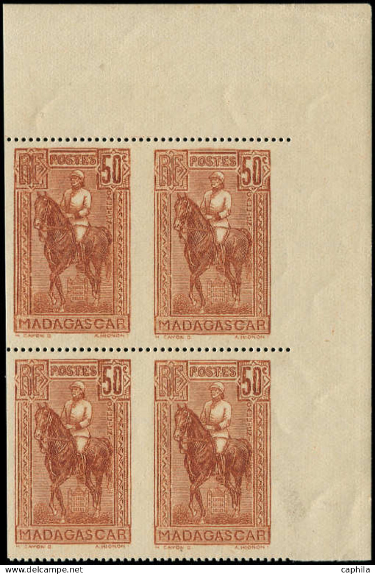 ** MADAGASCAR - Poste - 184, Bloc De 4 Non Dentelé Verticalement, Signé Calves, Bdf: 50c. Galliéni (Maury) - Unused Stamps