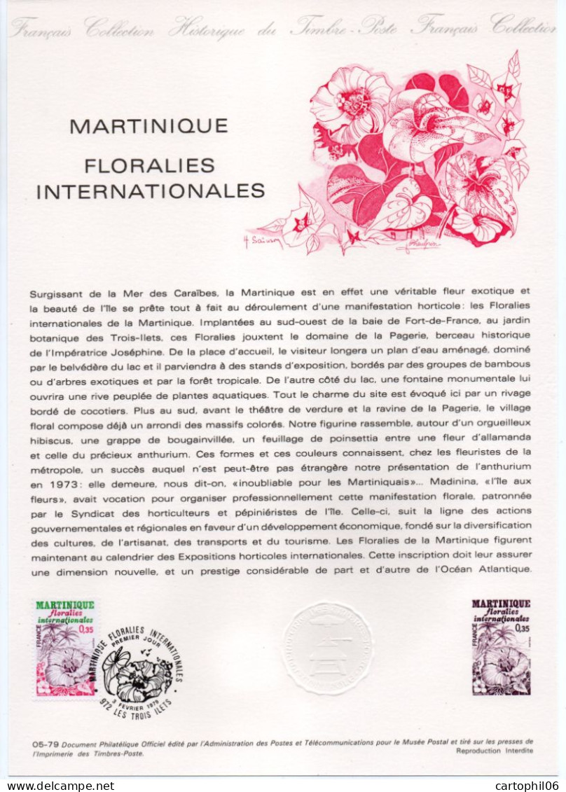 - Document Premier Jour LA MARTINIQUE - LES FLORALIES INTERNATIONALES - LES TROIS ILETS 3.2.1979 - - Postdokumente
