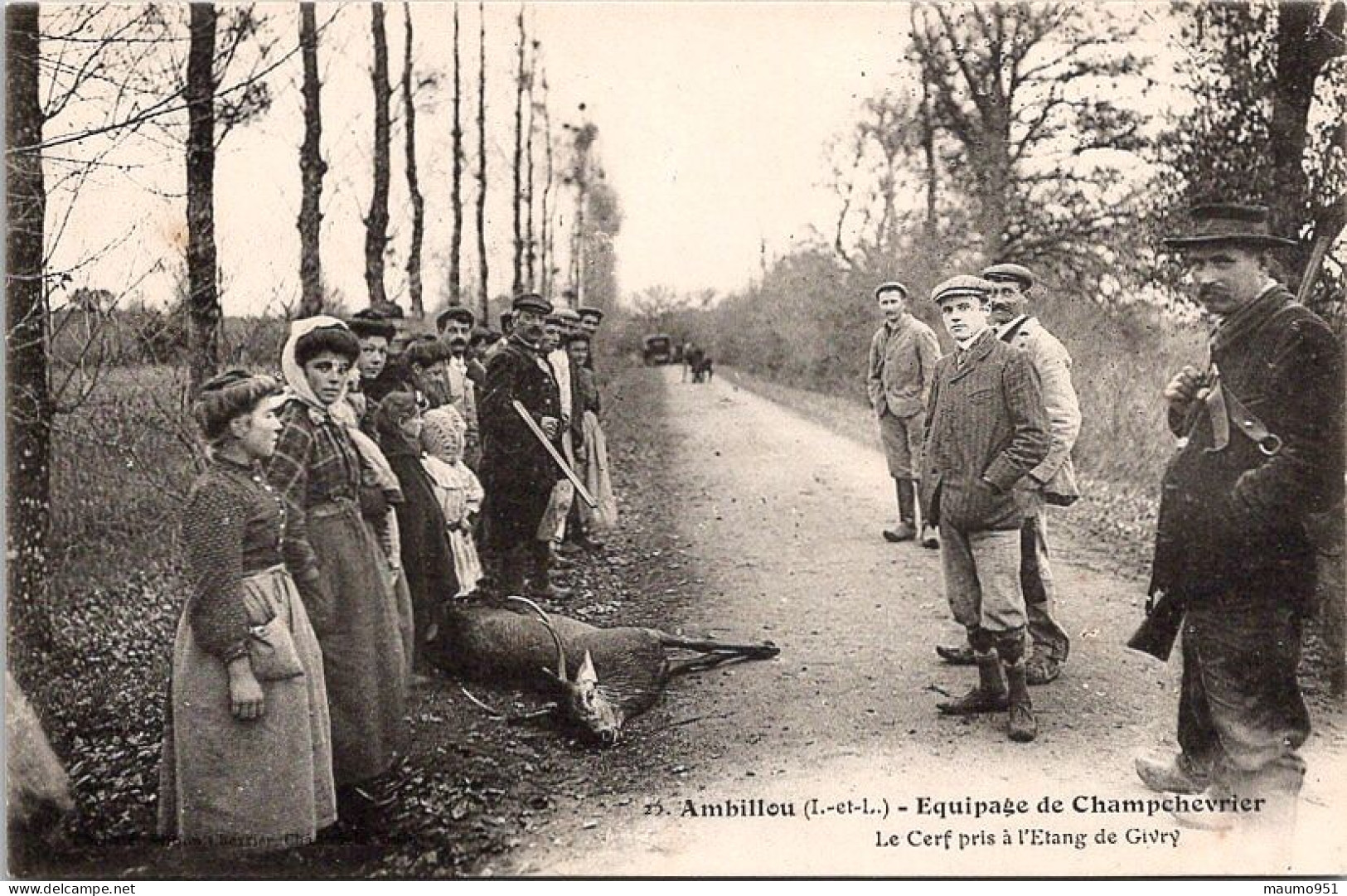 37 AMBILLOU - EQUIPAGE DE CHAMPHEVRIER - LE CERF PRIS A L'ETANG DE GIVRY - Autres & Non Classés