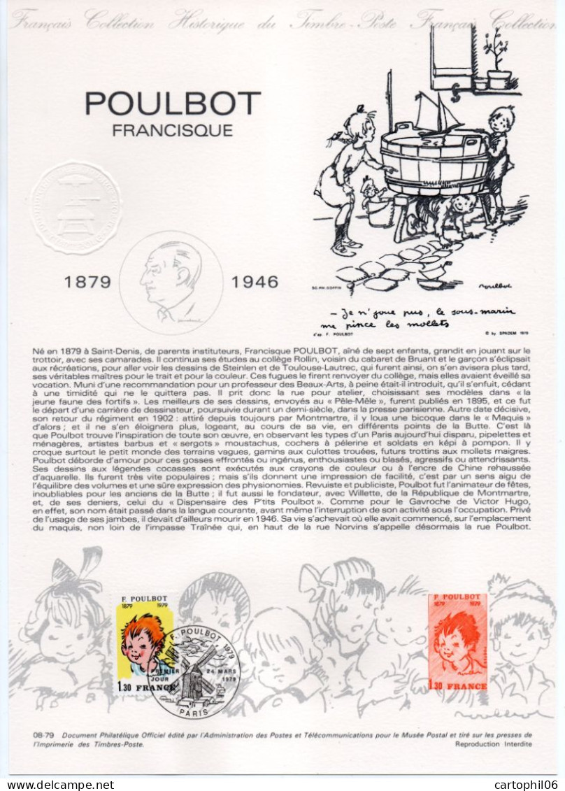 - Document Premier Jour FRANCISQUE POULBOT (1879-1946) - PARIS 24.3.1979 - - Comics