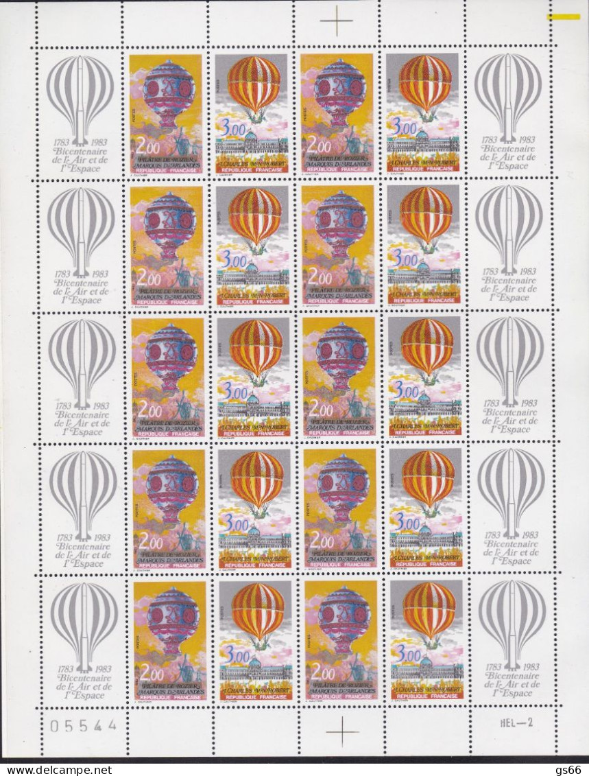 Frankreich, 1983, 2387/88, MNH ** 200 Ans D'aéronautique Et De Voyage Dans L'espace. - Mint/Hinged