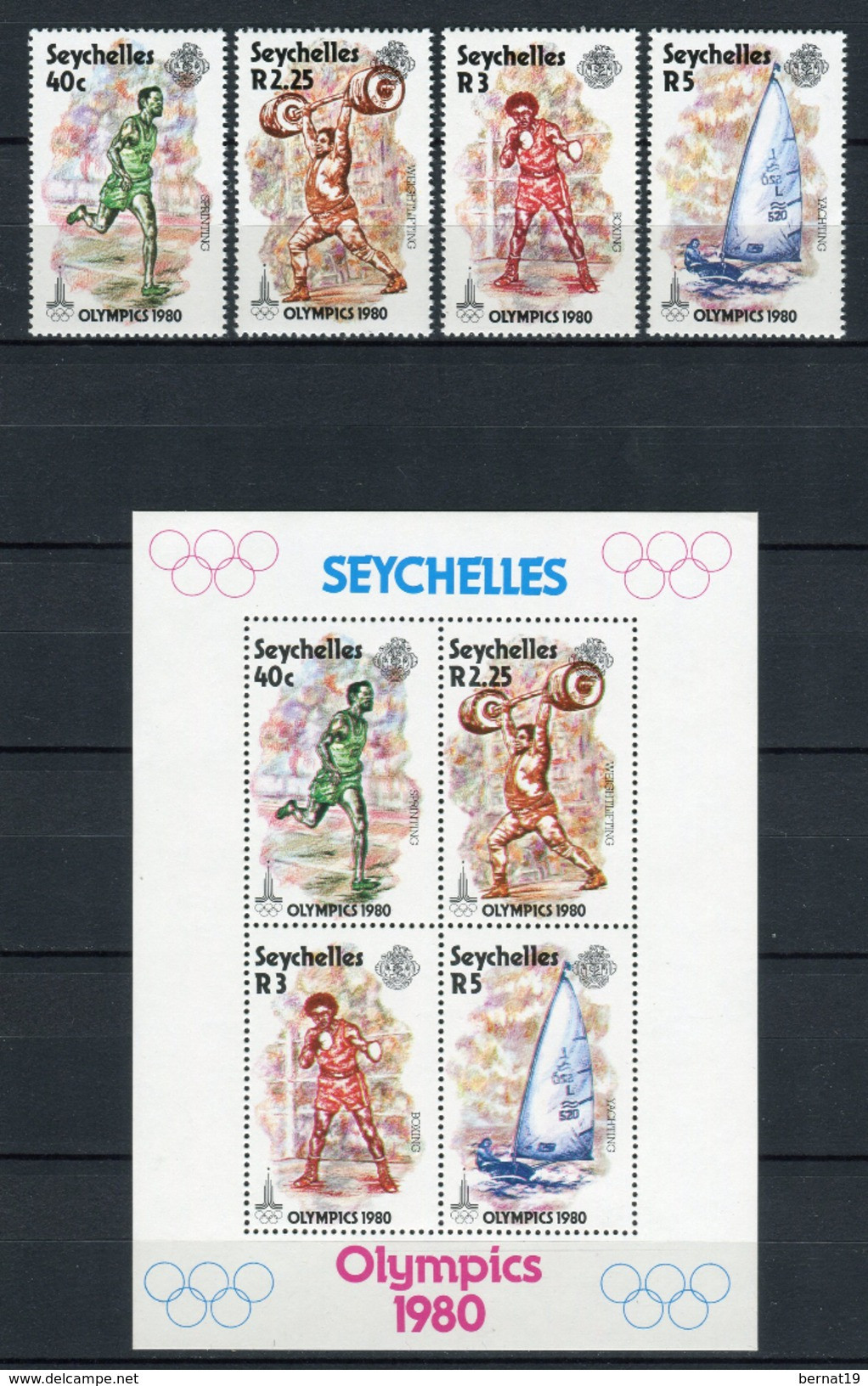 Seychelles 1980. Yvert 446-49 + Block 14 ** MNH. - Seychelles (1976-...)