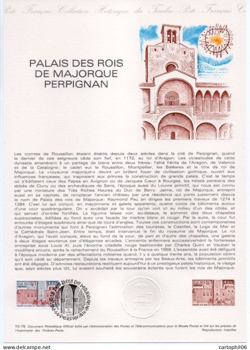 - Document Premier Jour LE PALAIS DES ROIS DE MAJORQUE - PERPIGNAN 21.4.1979 - - Monuments