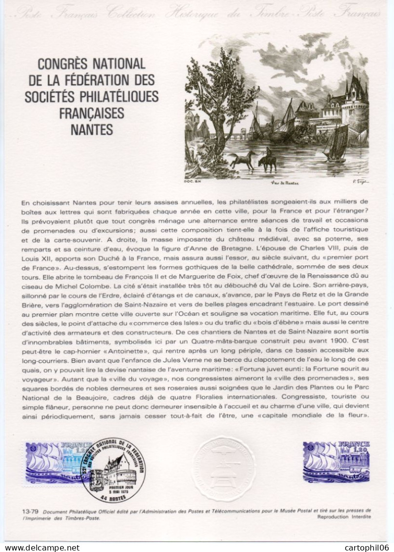 - Document Premier Jour LE CONGRÈS NATIONAL FFAP - NANTES 5.5.1979 - - Documents De La Poste