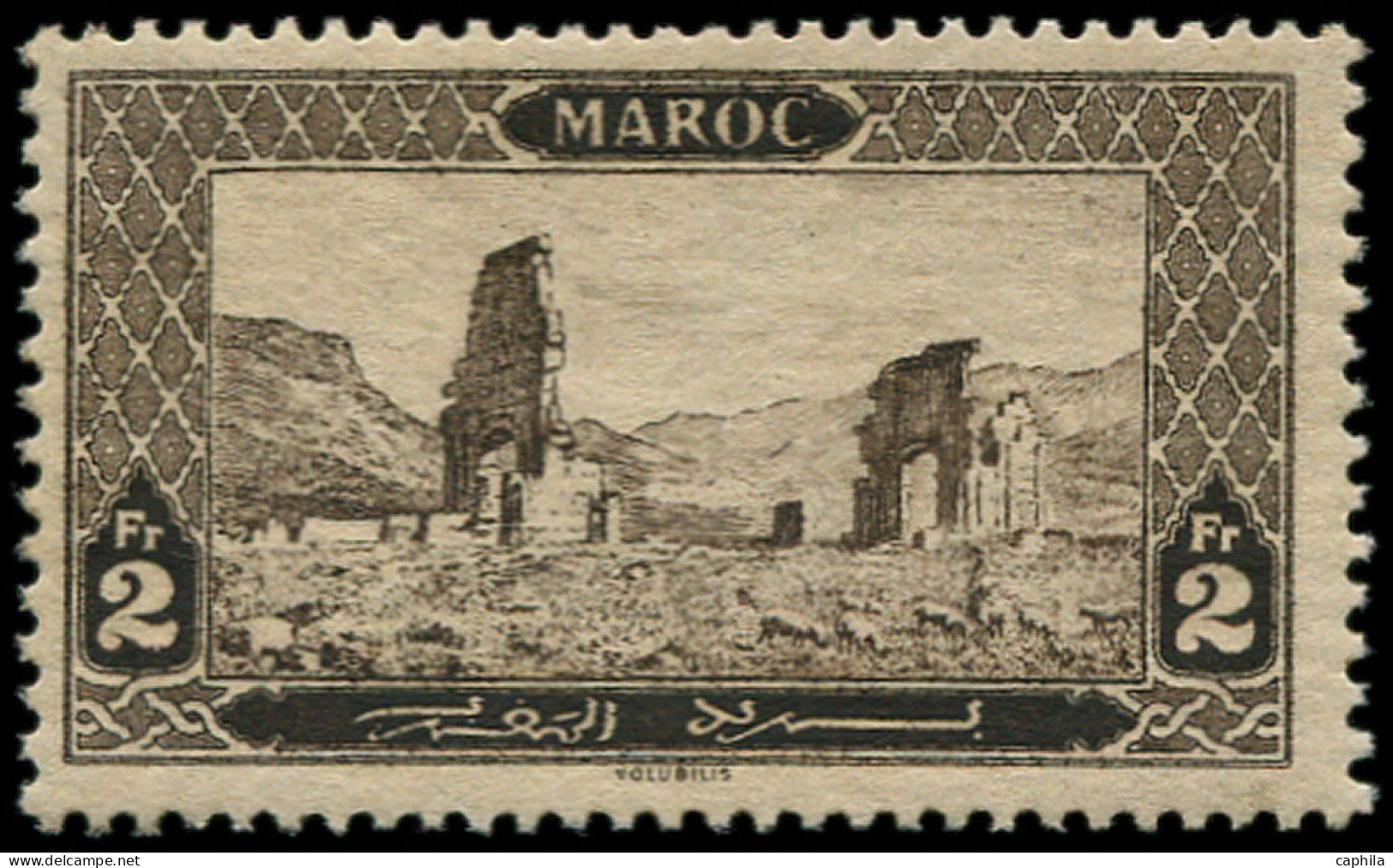 ** MAROC - Poste - 77, Signé JF Brun: 2f. Sépia Ruines De Volubilis - Neufs