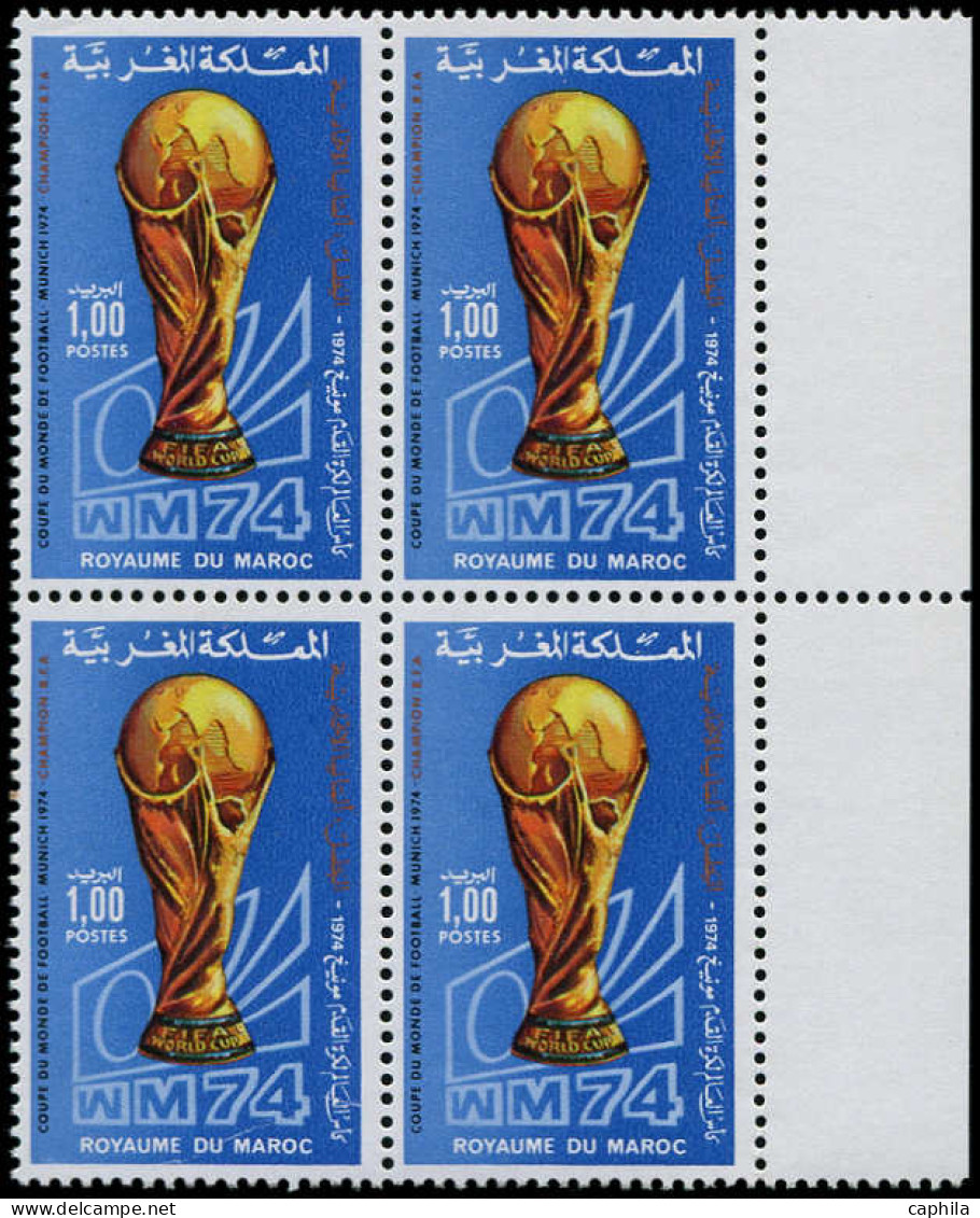 ** MAROC - Poste - 711, Bloc De 4 Bdf: Coupe Du Monde De Football De Munich 1974 - Unused Stamps