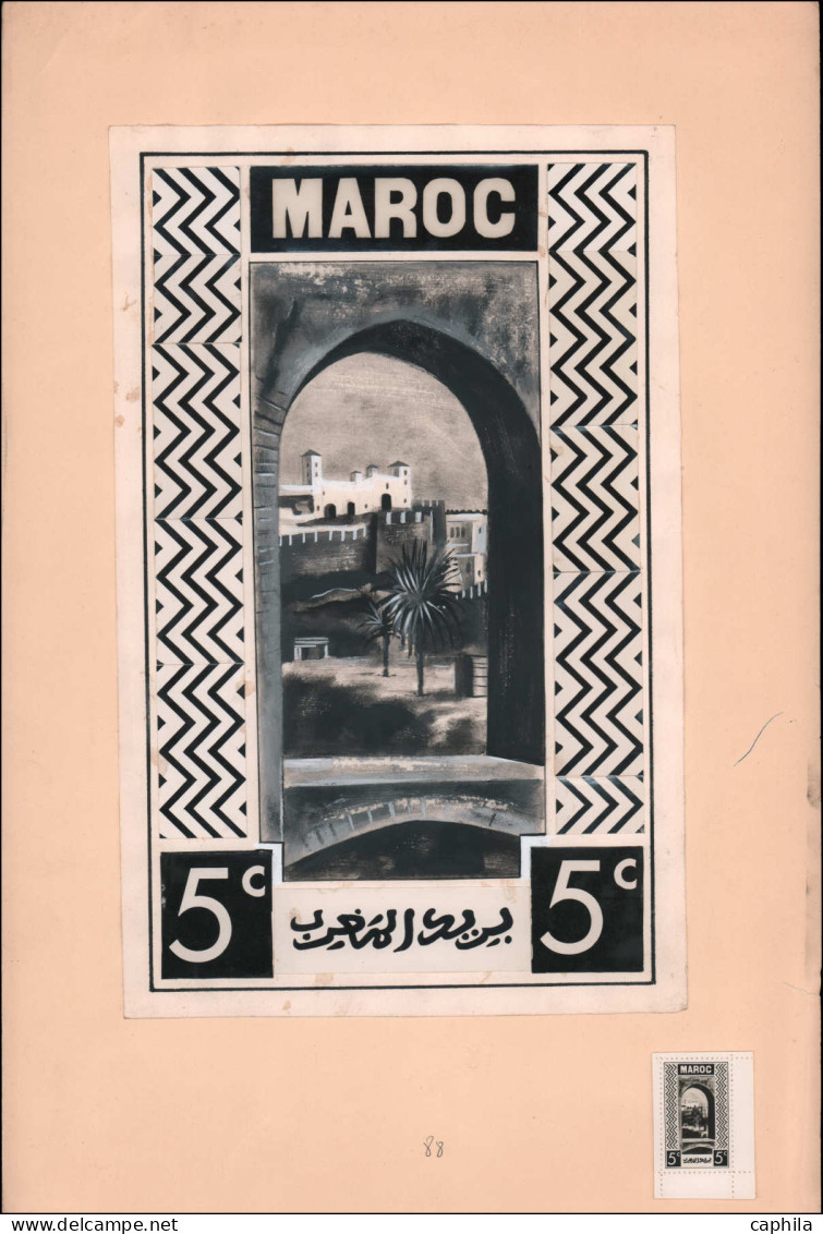MAQ MAROC - Epreuves D'Artiste - (1933/1935), Ensemble De 11 Maquettes + Réduction Photo, Grand Format (300 X 195), Encr - Andere & Zonder Classificatie