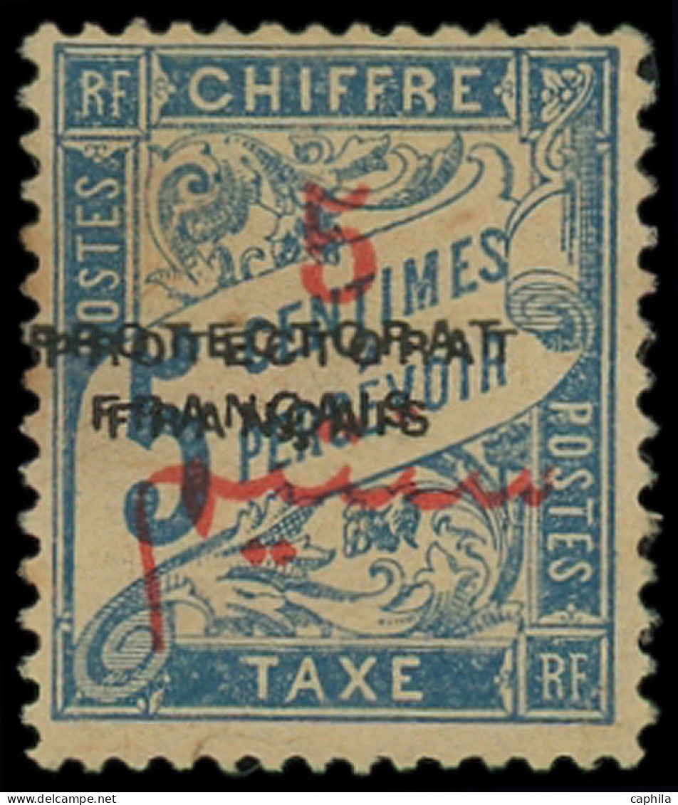 (*) MAROC - Taxe - 18a, Double Surcharge "Protectorat" (oxydation): 5 S. 5c. Bleu - Other & Unclassified