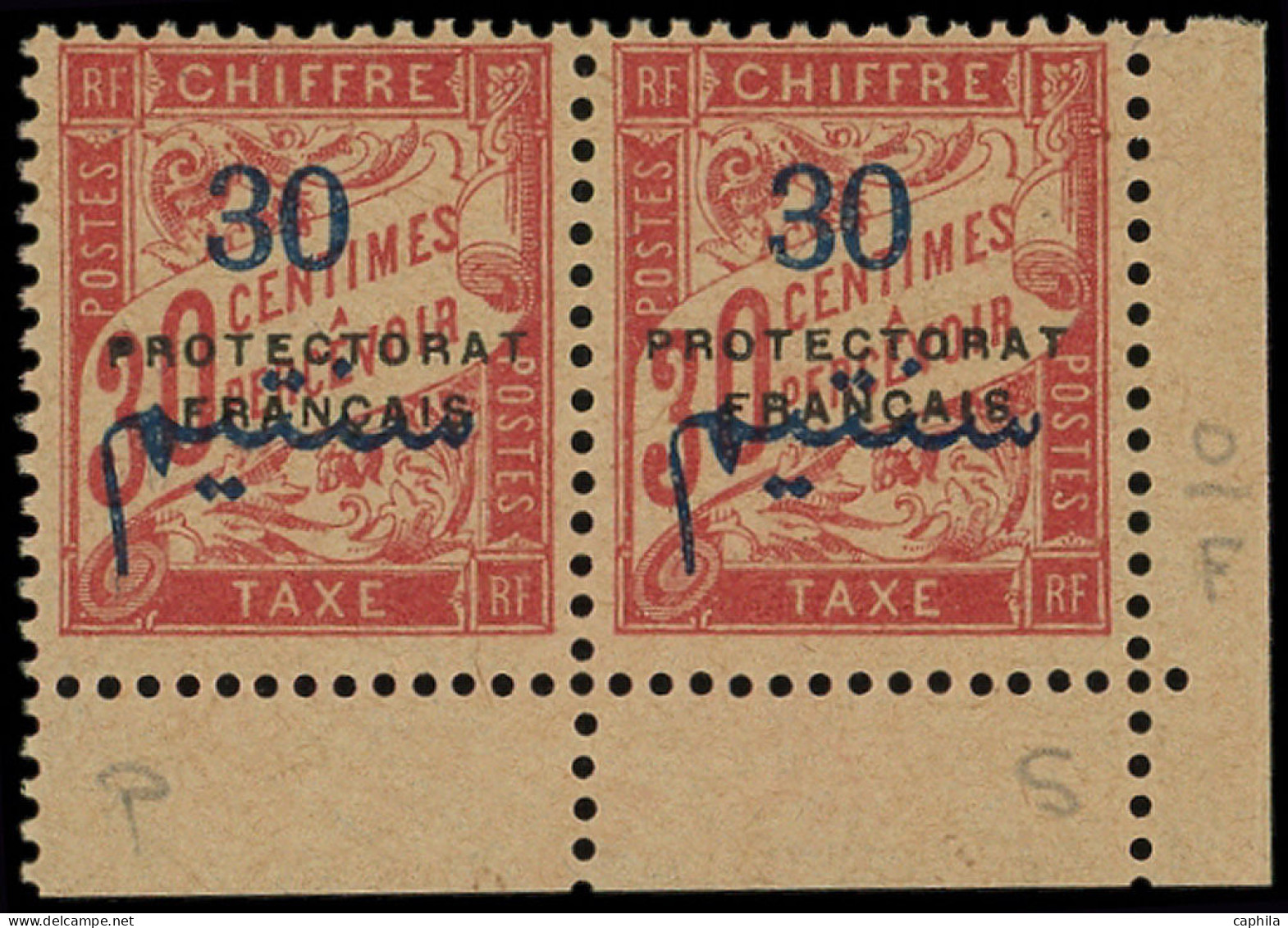 ** MAROC - Taxe - 21, Paire, Cdf, 1 Exemplaire "S" Renversé: 30/30c. - Other & Unclassified