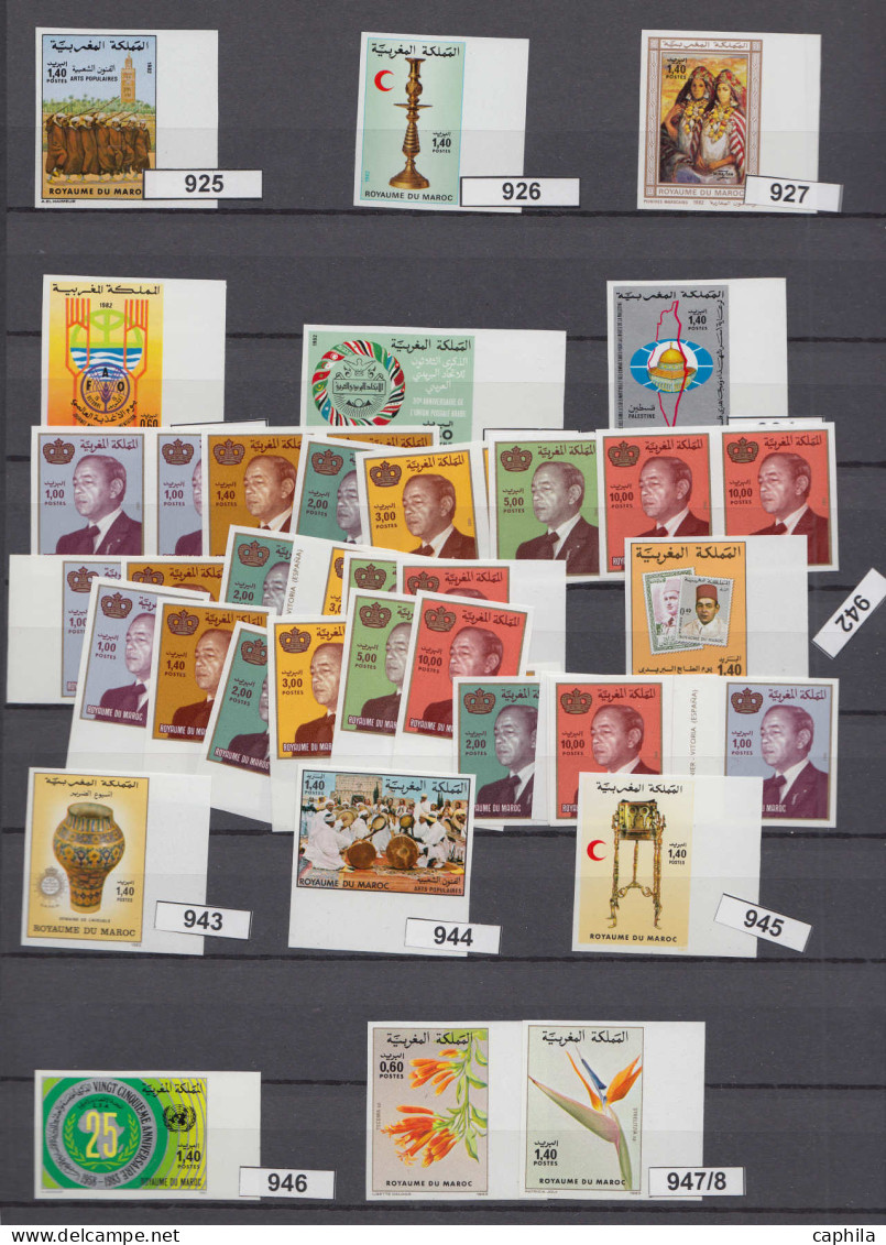 LOT MAROC - Lots & Collections - Collection de + 650 timbres non dentelés, dont quelques doubles et 4 Bf, la plupart Bdf