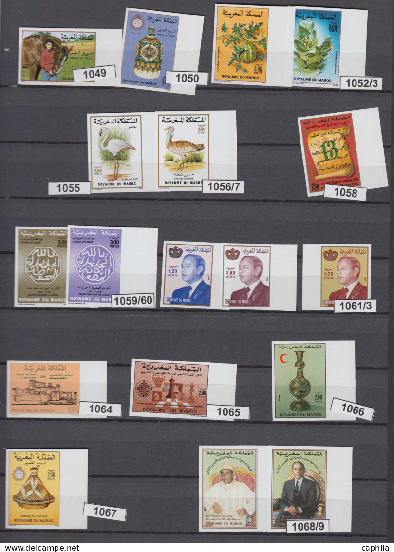 LOT MAROC - Lots & Collections - Collection de + 650 timbres non dentelés, dont quelques doubles et 4 Bf, la plupart Bdf