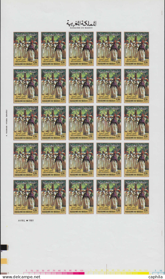 ** MAROC - Lots & Collections - Collection De 74 Feuilles Entières De 25 Non Dentelées (soit 1850 Timbres) Période 1981/ - Other & Unclassified