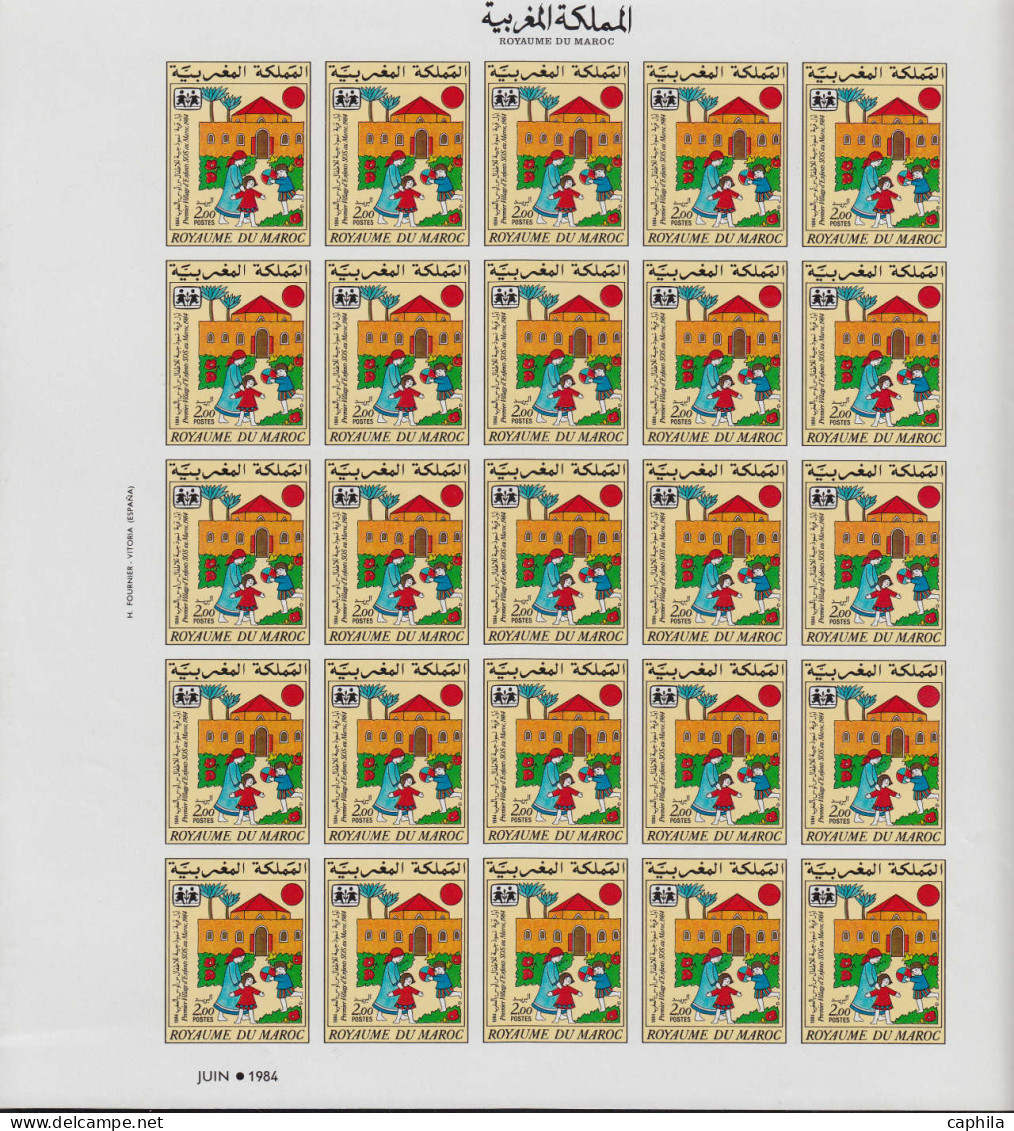 ** MAROC - Lots & Collections - Collection de 74 feuilles entières de 25 non dentelées (soit 1850 timbres) période 1981/