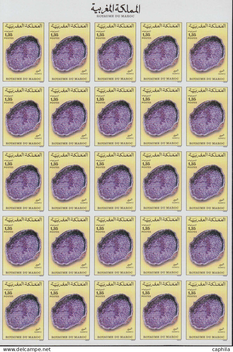 ** MAROC - Lots & Collections - Collection de 74 feuilles entières de 25 non dentelées (soit 1850 timbres) période 1981/