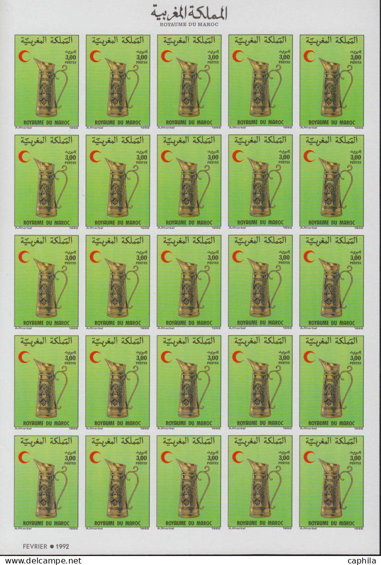 ** MAROC - Lots & Collections - Collection de 74 feuilles entières de 25 non dentelées (soit 1850 timbres) période 1981/